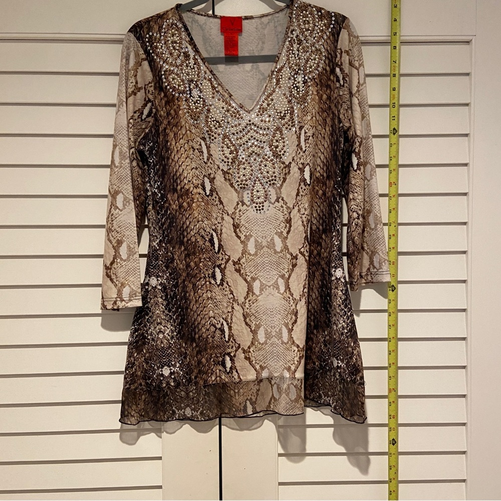 V Cristina Animal print bead embellished top. Gently loved by me Great condition